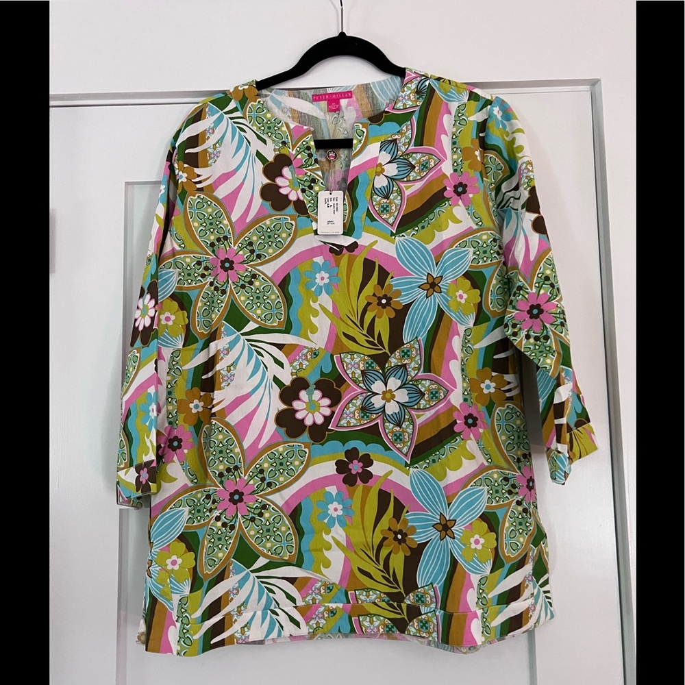 Peter Millar Turkish cotton Floral Tunic XL NWT